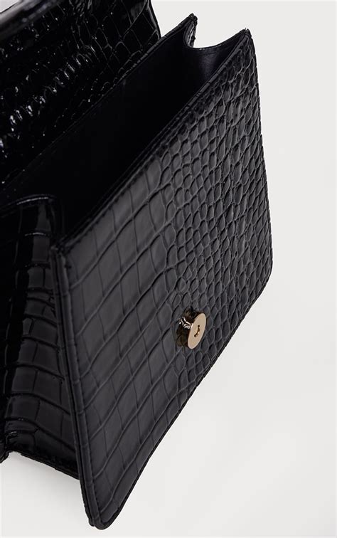 sac noir imitation croco